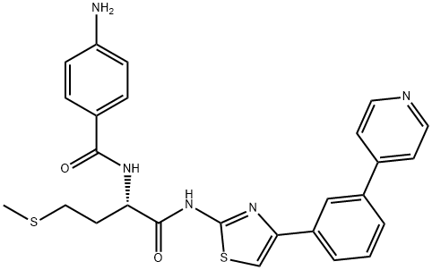Benzamide, 4-amino-N-[(1S)-3-(methylthio)-1-[[[4-[3-(4-pyridinyl)phenyl]-2-thiazolyl]amino]carbonyl]propyl]- Struktur