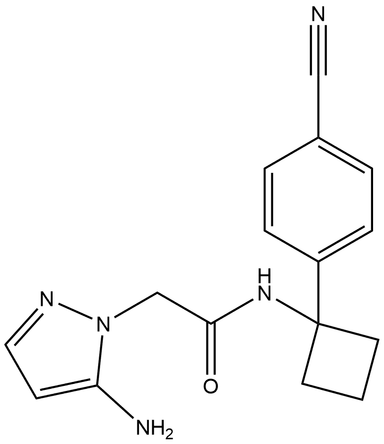 2-(5-氨基-1H-吡唑-1-基)-N-(1-(4-氰基苯基)环丁基)乙酰胺, 2370541-17-4, 结构式
