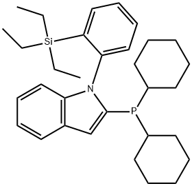 (R)-2-(dicyclohexylphosphanyl)-1-(2-(triethylsilyl)phenyl)-1H-indole 结构式