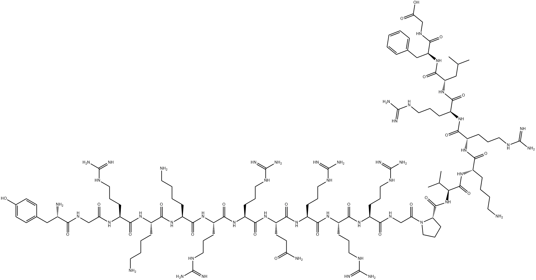 Glycine, L-tyrosylglycyl-L-arginyl-L-lysyl-L-lysyl-L-arginyl-L-arginyl-L-glutaminyl-L-arginyl-L-arginyl-L-arginylglycyl-L-prolyl-L-valyl-L-lysyl-L-arginyl-L-arginyl-L-leucyl-L-phenylalanyl- Struktur