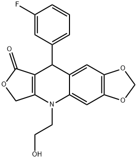 1,3-Dioxolo[4,5-g]furo[3,4-b]quinolin-8(5H)-one, 9-(3-fluorophenyl)-6,9-dihydro-5-(2-hydroxyethyl)- Structure