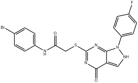 Acetamide, N-(4-bromophenyl)-2-[[1-(4-fluorophenyl)-2,4-dihydro-4-oxo-1H-pyrazolo[3,4-d]pyrimidin-6-yl]thio]-,2376687-49-7,结构式