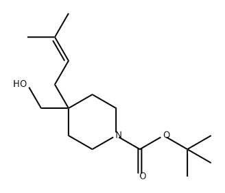 1-Piperidinecarboxylic acid, 4-(hydroxymethyl)-4-(3-methyl-2-buten-1-yl)-, 1,1-dimethylethyl ester Structure