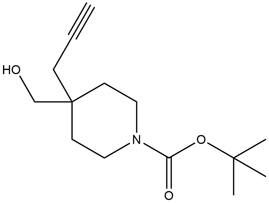 4-(羟甲基)-4-(丙-2-炔-1-基)哌啶-1-甲酸叔丁酯,2376766-42-4,结构式