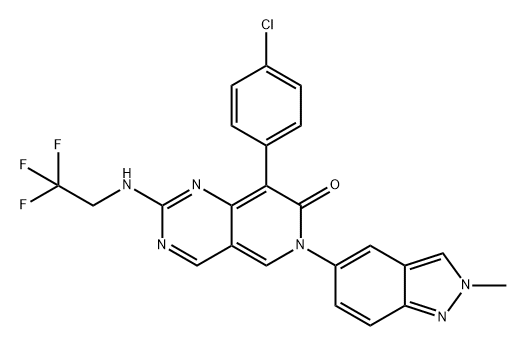 Pyrido[4,3-d]pyrimidin-7(6H)-one, 8-(4-chlorophenyl)-6-(2-methyl-2H-indazol-5-yl)-2-[(2,2,2-trifluoroethyl)amino]- Struktur