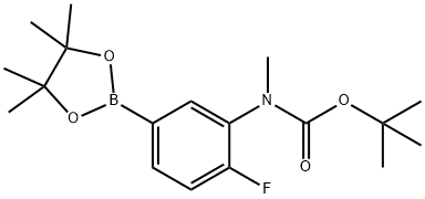 叔丁基(2-氟-5-(4,4,5,5-四甲基-1,3,2-二氧硼烷-2-基)苯基)(甲基)氨基甲酸酯, 2377608-96-1, 结构式