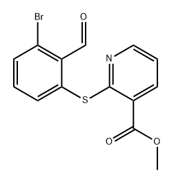 3-Pyridinecarboxylic acid, 2-[(3-bromo-2-formylphenyl)thio]-, methyl ester 结构式