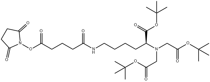 L-Lysine, N2,N2-bis[2-(1,1-dimethylethoxy)-2-oxoethyl]-N6-[5-[(2,5-dioxo-1-pyrrolidinyl)oxy]-1,5-dioxopentyl]-, 1,1-dimethylethyl ester Structure