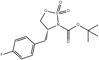 1,2,3-Oxathiazolidine-3-carboxylic acid, 4-[(4-fluorophenyl)methyl]-, 1,1-dimethylethyl ester, 2,2-dioxide, (4R)- Struktur