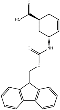 (1S, 5R)-5-(9H-Fluoren-9-ylmethoxycarbonylamino)-cyclohex-3-enecarboxylic acid 结构式