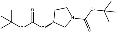 1-Pyrrolidinecarboxylic acid, 3-[[(1,1-dimethylethoxy)carbonyl]oxy]-, 1,1-dimethylethyl ester, (3R)- Struktur
