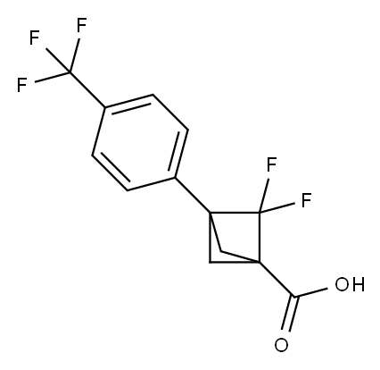2,2-Difluoro-3-[4-(trifluoromethyl)phenyl]bicyclo[1.1.1]pentane-1-carboxylic acid Struktur