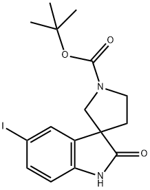 Tert-Butyl 5-iodo-2-oxospiro[indoline-3,3'-pyrrolidine]-1'-carboxylate Structure