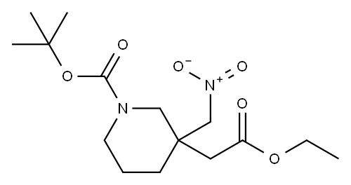 3-Piperidineacetic acid, 1-[(1,1-dimethylethoxy)carbonyl]-3-(nitromethyl)-, ethyl ester 结构式