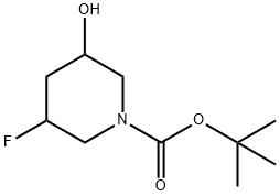 1-Piperidinecarboxylic acid, 3-fluoro-5-hydroxy-, 1,1-dimethylethyl ester Structure