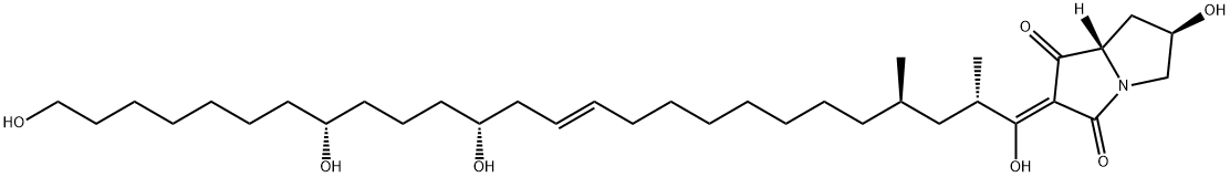 1H-Pyrrolizine-1,3(2H)-dione, tetrahydro-6-hydroxy-2-[(2S,4R,12E,15R,19R)-1,15,19,26-tetrahydroxy-2,4-dimethyl-12-hexacosen-1-ylidene]-, (2Z,6R,7aS)- Structure