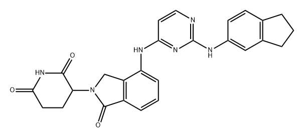 2,6-Piperidinedione, 3-[4-[[2-[(2,3-dihydro-1H-inden-5-yl)amino]-4-pyrimidinyl]amino]-1,3-dihydro-1-oxo-2H-isoindol-2-yl]- Structure