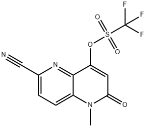 Methanesulfonic acid, 1,1,1-trifluoro-, 6-cyano-1,2-dihydro-1-methyl-2-oxo-1,5-naphthyridin-4-yl ester Structure