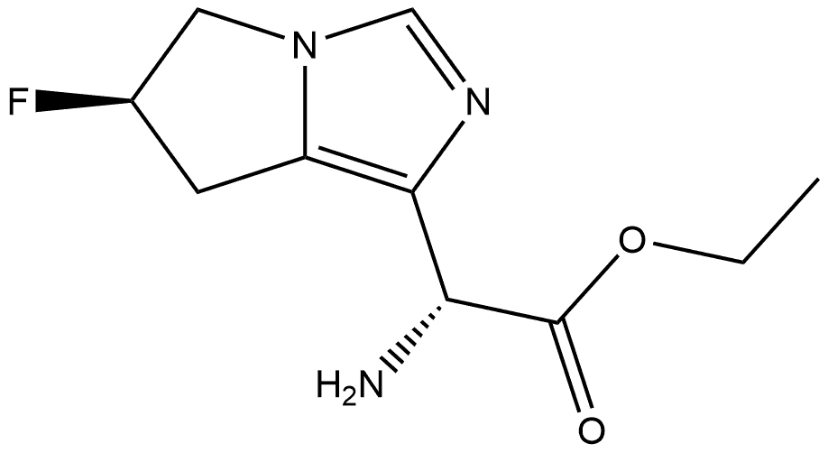ethyl (R)-2-amino-2-((R)-6-fluoro-6,7-dihydro-5H-pyrrolo[1,2-c]imidazol-1-yl)acetate hydrochloride Struktur