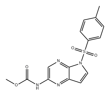 Carbamic acid, N-[5-[(4-methylphenyl)sulfonyl]-5H-pyrrolo[2,3-b]pyrazin-2-yl]-, methyl ester Struktur