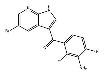 (3-amino-2,4-difluorophenyl)(5-bromo-1H-pyrrolo[2,3-b]pyridin-3-yl)methanone 化学構造式