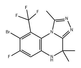 8-bromo-7-fluoro-1,4,4-trimethyl-9-(trifluoromethyl)-4,5-dihydro-[1,2,4]triazolo[4,3-a]quinoxaline 结构式