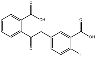 Benzoic acid, 5-[2-(2-carboxyphenyl)-2-oxoethyl]-2-fluoro- Struktur