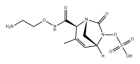 (2S,5R)-N-(2-aminoethoxy)-3-methyl-7-oxo-6-(sulfoxy)-1,6-diazabicyclo[3.2.1]oct-3-en-2-carboxamide Struktur