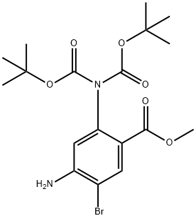 methyl 4-amino-2-(bis(tert-butoxycarbonyl)amino)-5-bromobenzoate 结构式