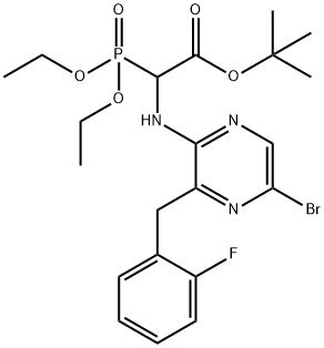 Glycine, N-[5-bromo-3-[(2-fluorophenyl)methyl]-2-pyrazinyl]-2-(diethoxyphosphinyl)-, 1,1-dimethylethyl ester 结构式