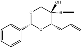 1,3-Dioxan-5-ol, 5-ethynyl-2-phenyl-4-(2-propen-1-yl)-, (2R,4S,5R)- Structure