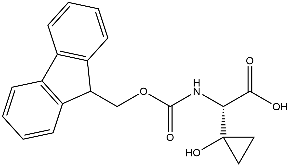 (S)-2-((((9H-fluoren-9-yl)methoxy)carbonyl)amino)-2-(1-hydroxycyclopropyl)acetic acid Structure