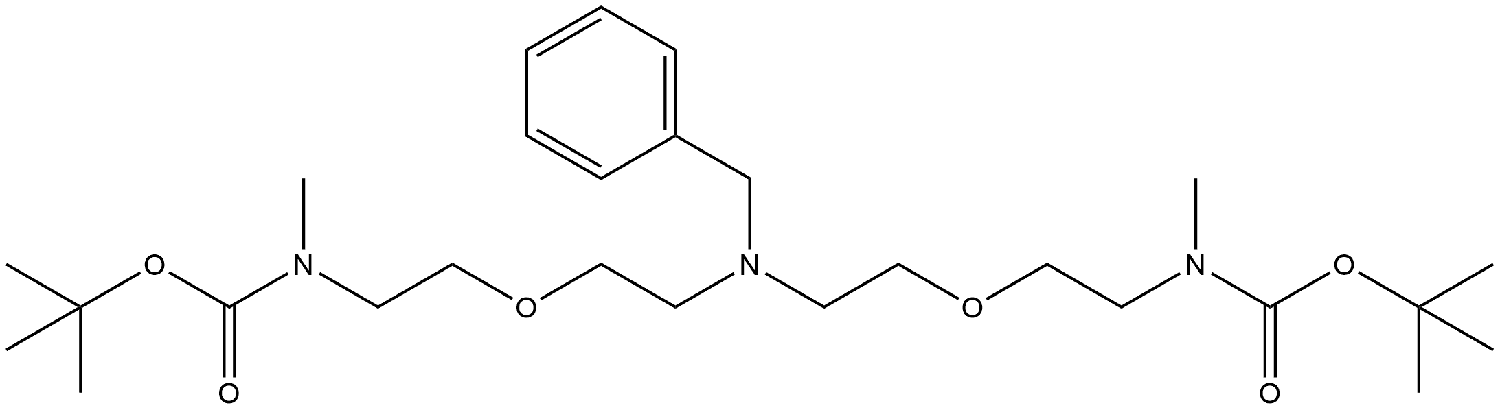 di-tert-butyl ((((benzylazanediyl)bis(ethane-2,1-diyl))bis(oxy))bis(ethane-2,1-diyl))bis(methylcarbamate) Structure