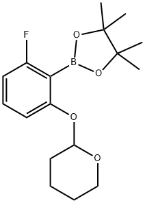 2H-Pyran, 2-[3-fluoro-2-(4,4,5,5-tetramethyl-1,3,2-dioxaborolan-2-yl)phenoxy]tetrahydro- Structure