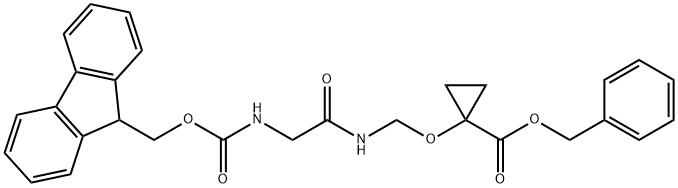 Cyclopropanecarboxylic acid, 1-[[[2-[[(9H-fluoren-9-ylmethoxy)carbonyl]amino]acetyl]amino]methoxy]-, phenylmethyl ester Structure