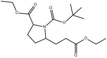 5-(2-Ethoxycarbonyl-ethyl)-pyrrolidine-1,2-dicarboxylic acid 1-tert-butyl ester 2-ethyl ester 结构式