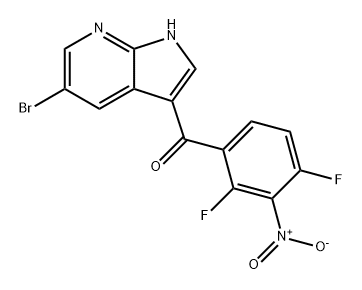 (5-bromo-1H-pyrrolo[2,3-b]pyridin-3-yl)(2,4-difluoro-3-nitrophenyl)methanone 结构式