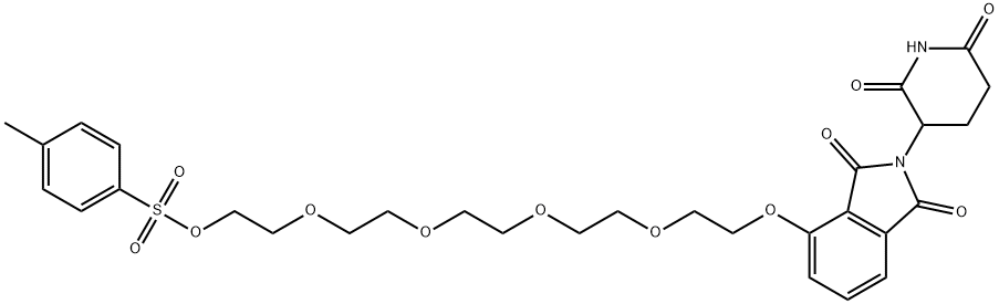 1H-?Isoindole-?1,?3(2H)?-?dione, 2-?(2,?6-?dioxo-?3-?piperidinyl)?-?4-?[[14-?[[(4-?methylphenyl)?sulfonyl]?oxy]?-?3,?6,?9,?12-?tetraoxatetradec-?1-?yl]?oxy]?- Structure