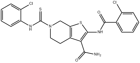 Thieno[2,3-c]pyridine-3-carboxamide, 2-[(2-chlorobenzoyl)amino]-6-[[(2-chlorophenyl)amino]thioxomethyl]-4,5,6,7-tetrahydro- Structure