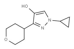 1H-Pyrazol-4-ol, 1-cyclopropyl-3-(tetrahydro-2H-pyran-4-yl)-,2415222-46-5,结构式