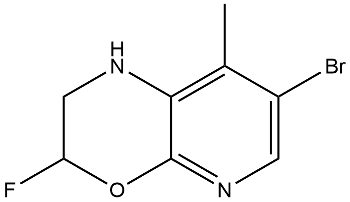 7-bromo-3-fluoro-8-methyl-2,3-dihydro-1H-pyrido[2,3-b][1,4]oxazine 化学構造式