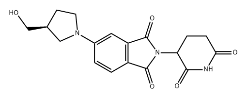 1H-Isoindole-1,3(2H)-dione, 2-(2,6-dioxo-3-piperidinyl)-5-[(3S)-3-(hydroxymethyl)-1-pyrrolidinyl]-,2416132-51-7,结构式
