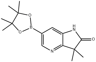 3,3-二甲基-6-(4,4,5,5-四甲基-1,3,2-二氧硼杂环戊烷-2-基)-1H-吡咯并[3,2-B]吡啶-2(3H)-酮, 2416918-25-5, 结构式