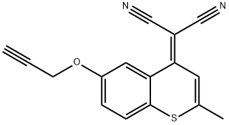 2-(2-methyl-6-(prop-2-yn-1-yloxy)-4H-thiochromen-4-ylidene)malononitrile 结构式