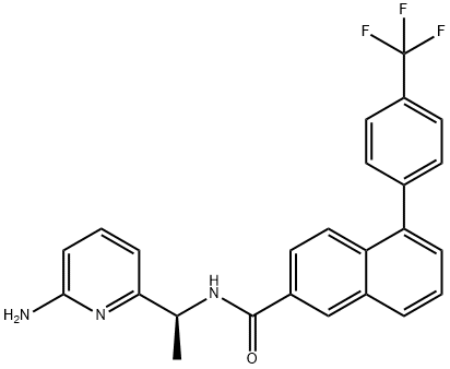 2-Naphthalenecarboxamide, N-[(1S)-1-(6-amino-2-pyridinyl)ethyl]-5-[4-(trifluoromethyl)phenyl]- Structure
