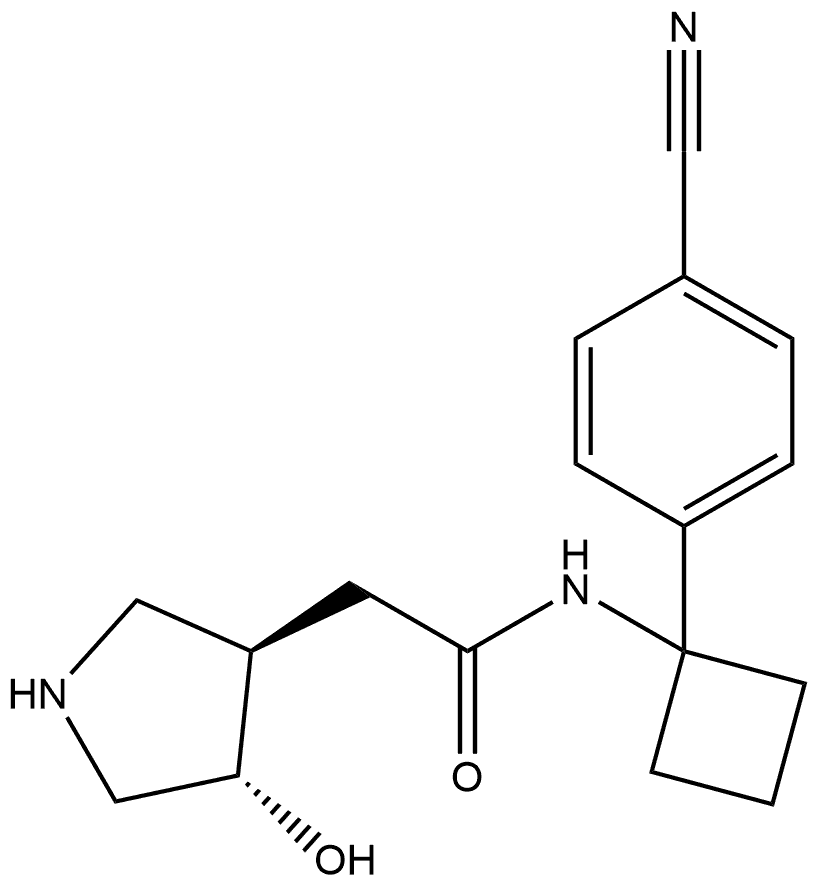 (3R,4S)-N-1-(4-Cyanophenyl)cyclobutyl-4-hydroxy-3-pyrrolidineacetamide Structure