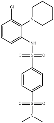 N'-[3-氯-2-(1-哌啶基)苯基]-N,N-二甲基-1,4-苯二磺酰胺 结构式