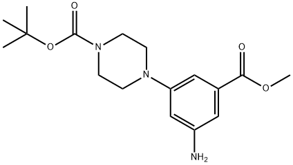 tert-butyl 4-[3-amino-5-(methoxycarbonyl)phenyl]piperazine-1-carboxylate Struktur