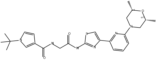 1H-Pyrrole-3-carboxamide, 1-(1,1-dimethylethyl)-N-[2-[[4-[6-[(2R,6S)-2,6-dimethyl-4-morpholinyl]-2-pyridinyl]-2-thiazolyl]amino]-2-oxoethyl]-, rel-|化合物 BRM/BRG1 ATP INHIBITOR-4