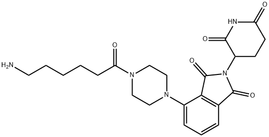 4-[4-(6-amino-1-oxopentyl)-1-piperazinyl]-2-(2,6-dioxo-3-piperidinyl)-1H-Isoindole-1,3(2H)-dione, Struktur